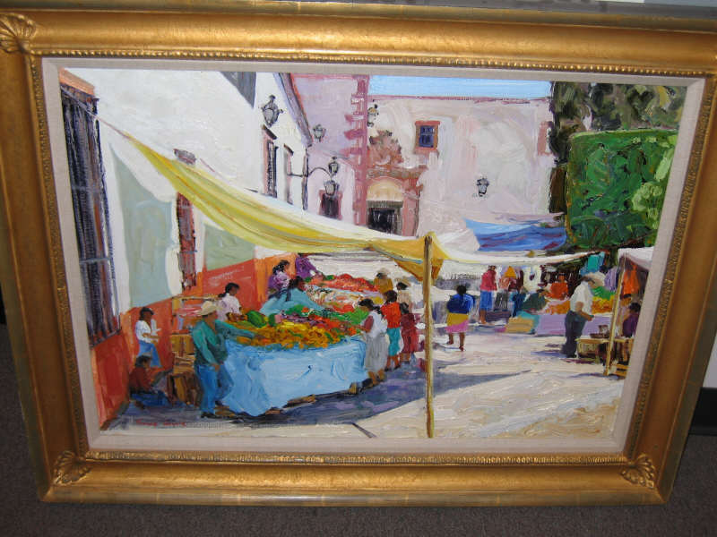 Appraisal: FRANCIS DONALD AMERICAN B MARKET AT SAN MIGUEL oil on