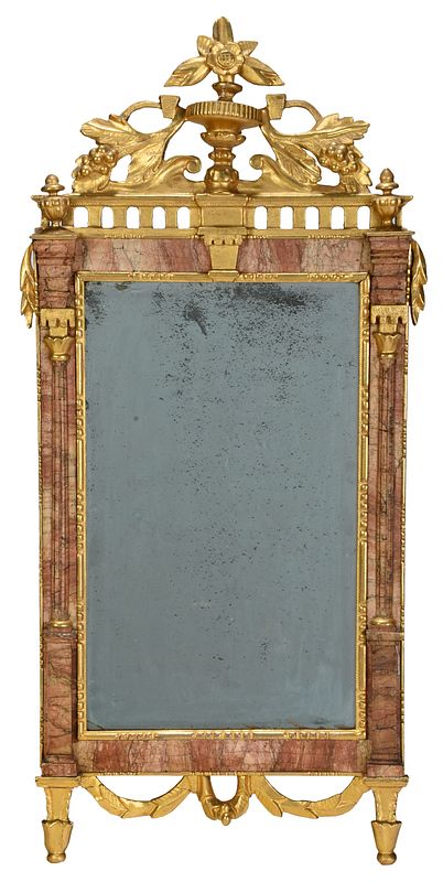 Appraisal: Neoclassical Gilt Wood and Marble Bilbao Mirror Italian late th