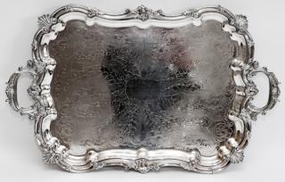 Appraisal: ENGLISH ELECTROPLATE SILVER SERVING TRAY OVERALL ENGLISH ELECTROPLATE SILVER SERVING