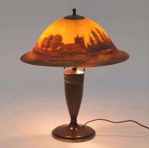 Appraisal: RARE PAIRPOINT DURAND SIGNED CHIPPED ICE REVERSE PAINTED LAMP WITH