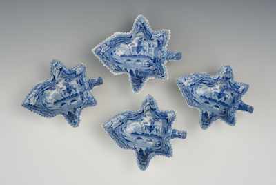 Appraisal: Four British Pearlware Leaf Dishes circa - The four molded