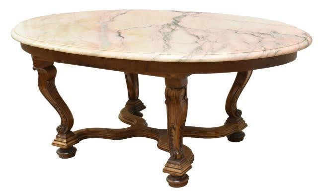 Appraisal: French marble-top table th c having an oval marble top