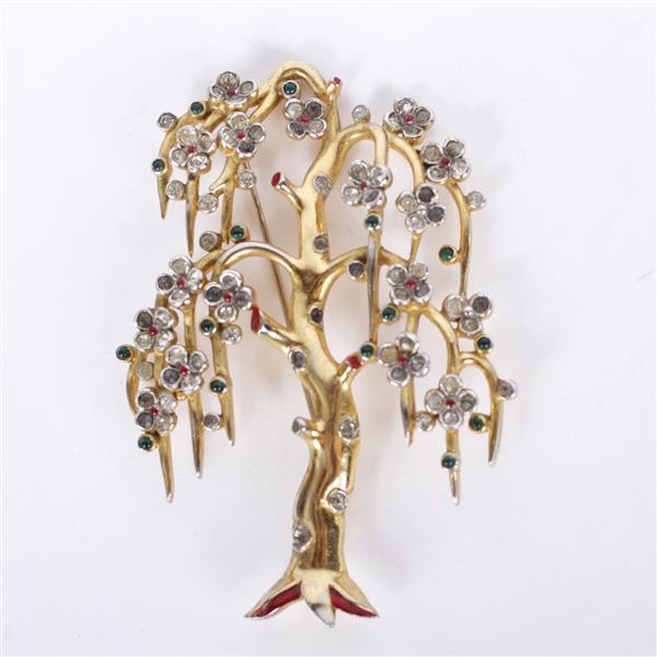 Appraisal: Trifari Alfred Philippe Blossoming Weeping Willow tree jeweled gold tone