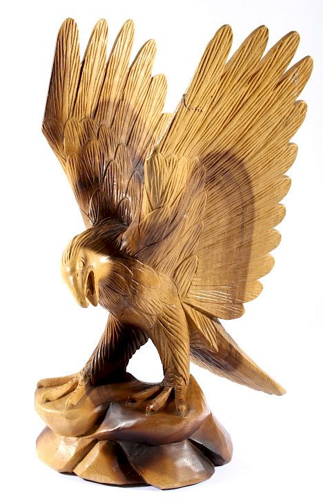 Appraisal: Solid Wood Carved Eagle Sculpture Included in this lot for