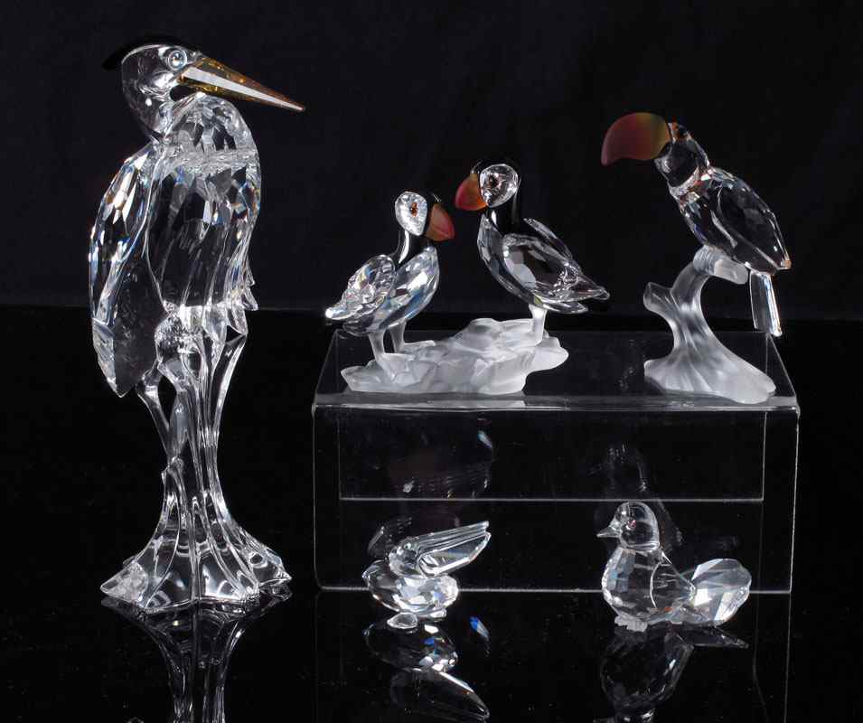 Appraisal: SWAROVSKI CRYSTAL BIRD FIGURINES PUFFINS Martin Zendron - TOUCAN Michael