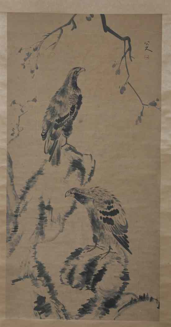 Appraisal: AFTER ZHU DA Chinese - FALCONS UNDER A TREE ink