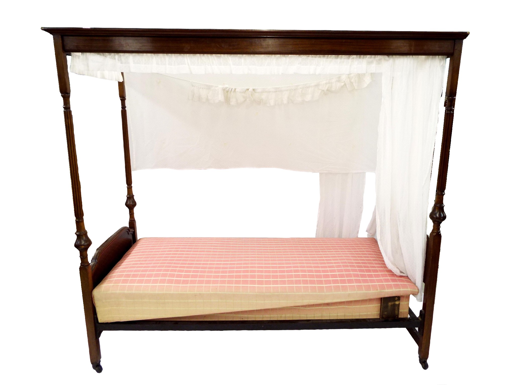 Appraisal: Early th century antique style mahogany single four poster bed