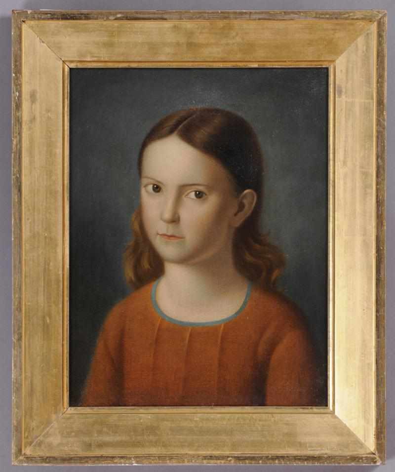 Appraisal: AMERICAN SCHOOL PORTRAIT OF A YOUNG GIRL IN RUST COLORED