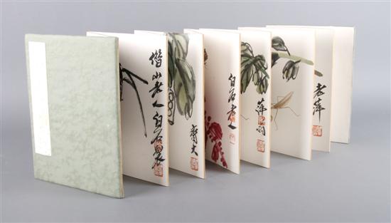 Appraisal: An Album of Chinese Water Colors After Qi Baishi Height