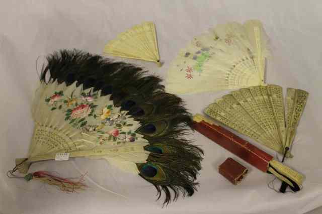 Appraisal: A GROUP OF FIVE CHINESE BONE FANS to include one