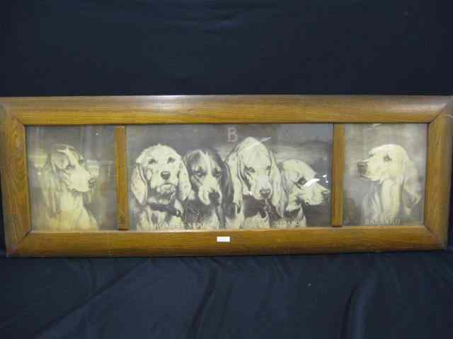 Appraisal: Early American Foxhound Foundation DryPoint circa trio of prints of