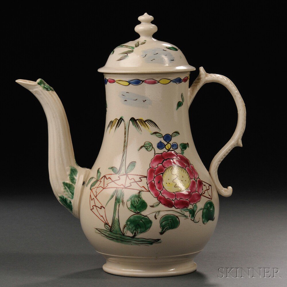 Appraisal: Staffordshire Salt-glazed Stoneware Coffeepot and Cover England c pear shape