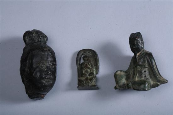 Appraisal: CHINESE BRONZE FIGURE OF IMMORTAL Ming Dynasty Together with a