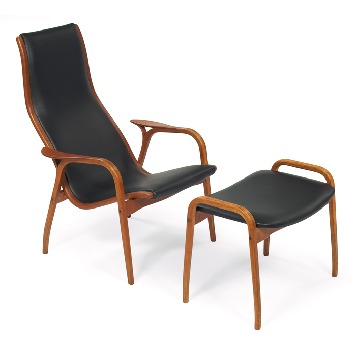 Appraisal: Yngve Ekstrom ''Lamino'' chair and ottoman by Swedese oak frame