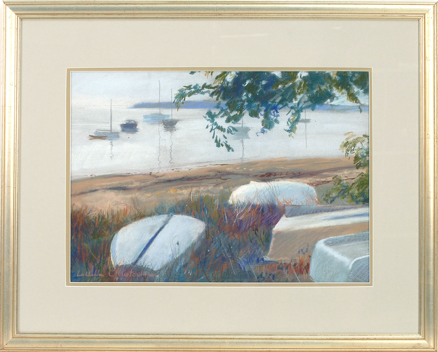 Appraisal: LAVERNE CHRISTOPHERAmerican ContemporaryBoats pulled up on shore Signed lower left