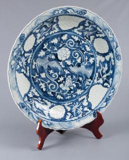 Appraisal: Chinese Blue White Charger Monumental Monumental Chinese blue and white