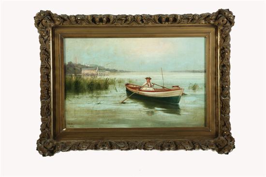 Appraisal: YOUNG GIRL IN ROW BOAT SIGNED G KLATT EUROPEAN SCHOOL