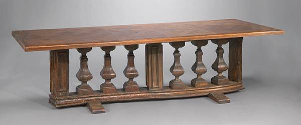 Appraisal: A Continental Baroque oak refectory table part th th century