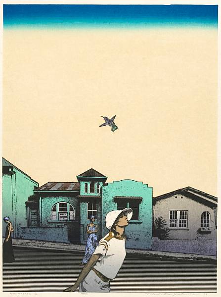 Appraisal: Hodaka Yoshida - Two modern prints Photoetching and woodblock the