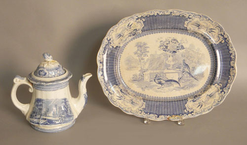 Appraisal: Blue Staffordshire pheasant platter x together with a Corinthia teapot