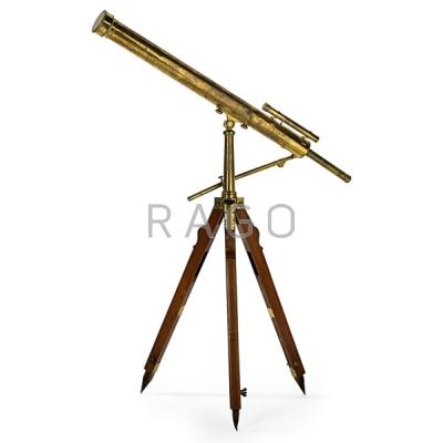 Appraisal: BRASS TELESCOPE Wood tripod base th c x Condition Report