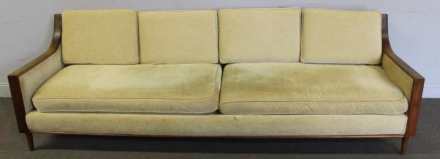 Appraisal: Midcentury Scandinavian Design Sofa Wood back rail and arms Unmarked