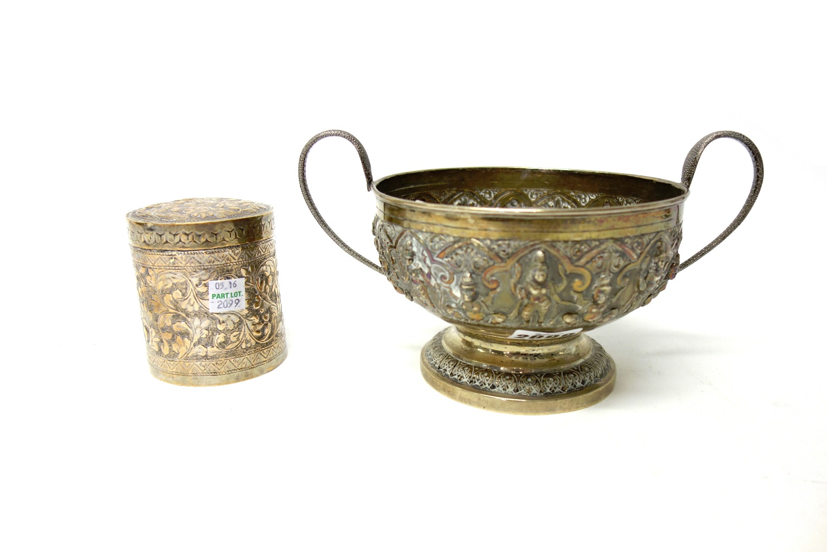 Appraisal: Eastern wares comprising a twin handled bowl of circular form