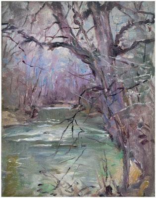 Appraisal: Howard Chandler Christy painting New York - river landscape unsigned