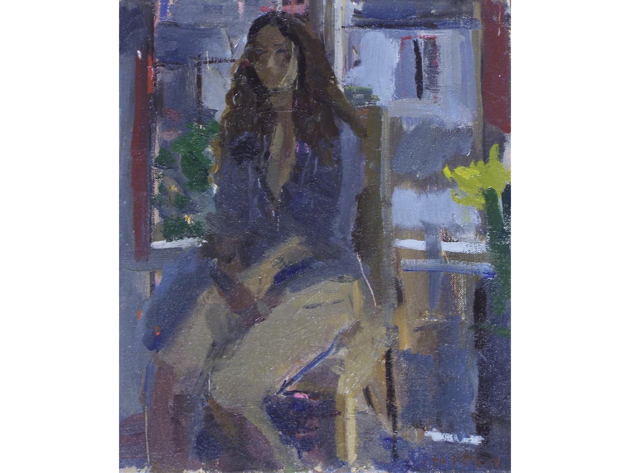 Appraisal: Bo Hilton b - portrait of a seated girl with