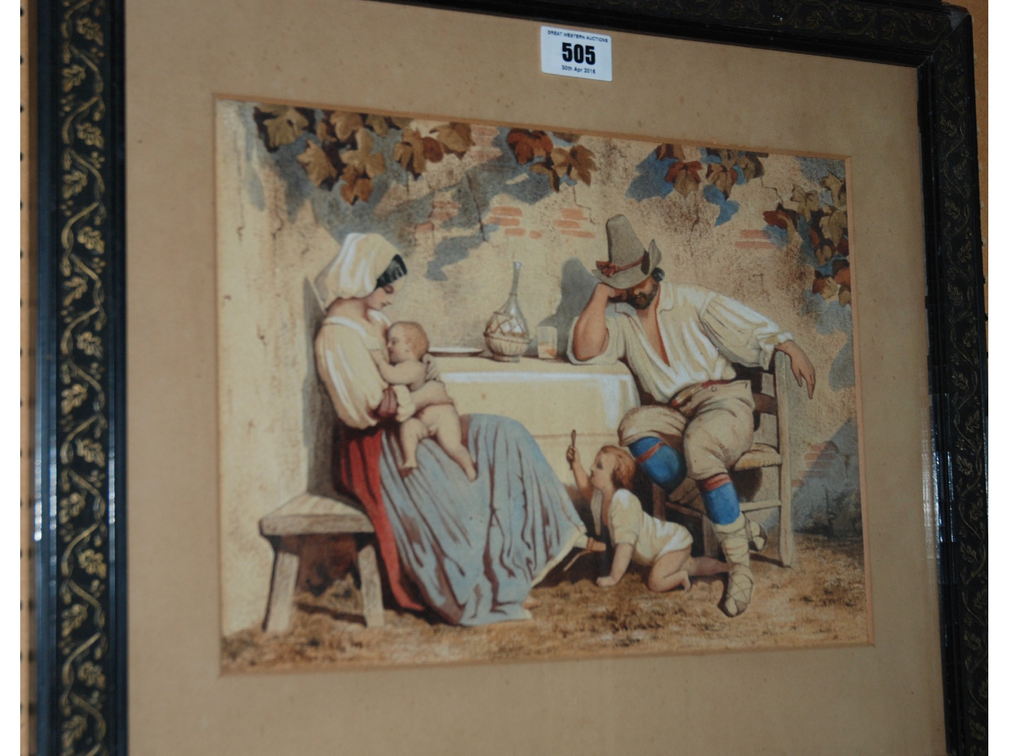 Appraisal: CONTINENTAL SCHOOL th Century A Peasant Family watercolour