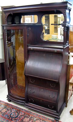 Appraisal: VICTORIAN MAHOGANY SIDE-BY-SIDE SECRETARY BOOKCASE American c The left half