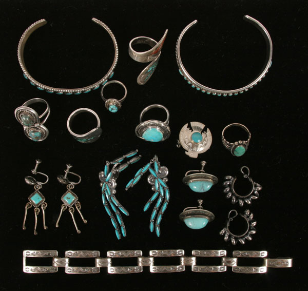 Appraisal: Lot of pieces vintage Native American sterling silver and turquoise