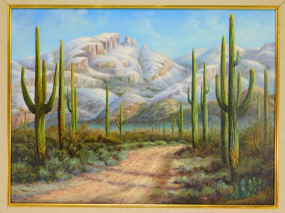 Appraisal: Edward LaVelle Southwest Cactus Landscape Painting Edward H LaVelle California