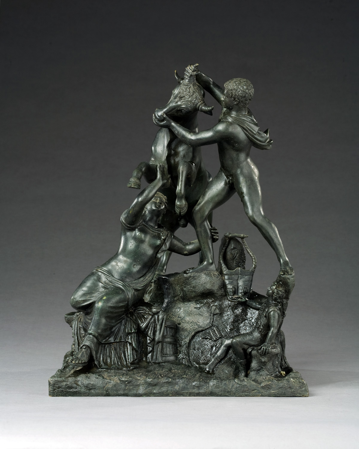 Appraisal: BRONZE FIGURE OF HERCULES PERFORMING HIS SEVENTH LABOR CAPTURING THE