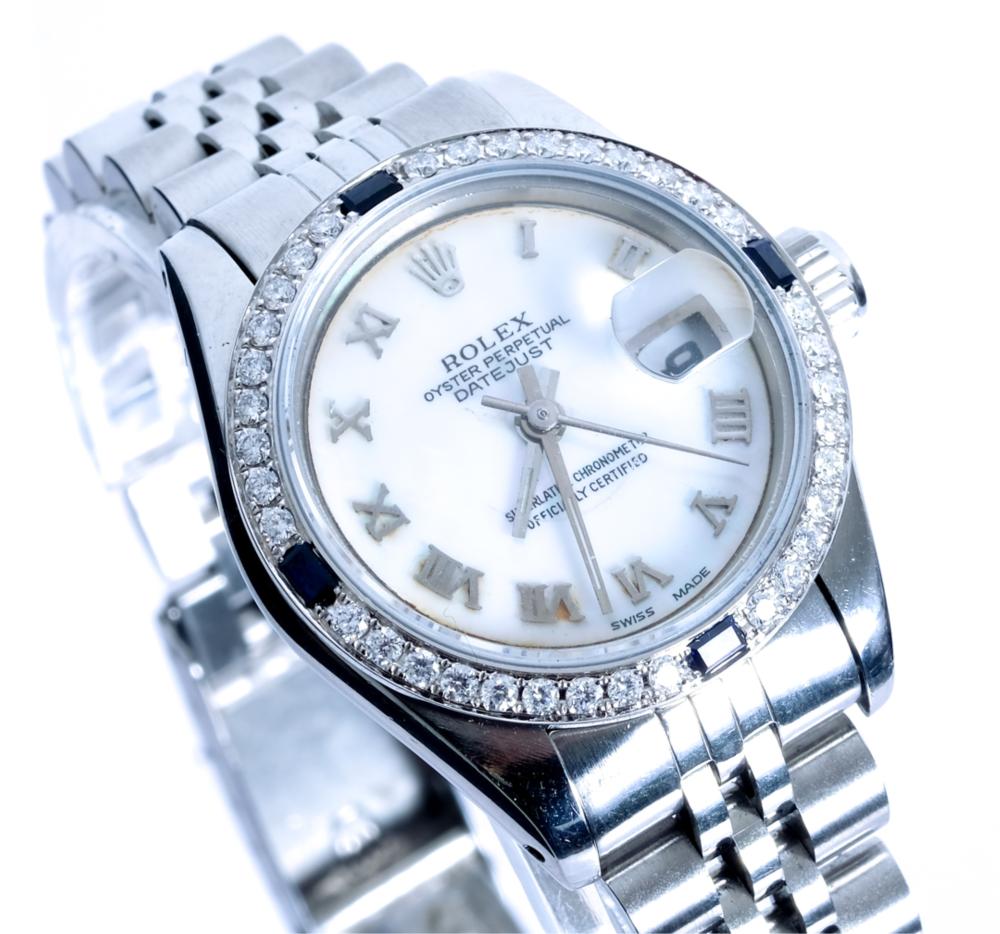 Appraisal: LADIES ROLEX DATEJUST W SAPPHIRE DIAMONDSLadies Rolex Oyster Perpetual Datejust