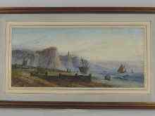 Appraisal: A th c seascape watercolour of sailing ships beached and