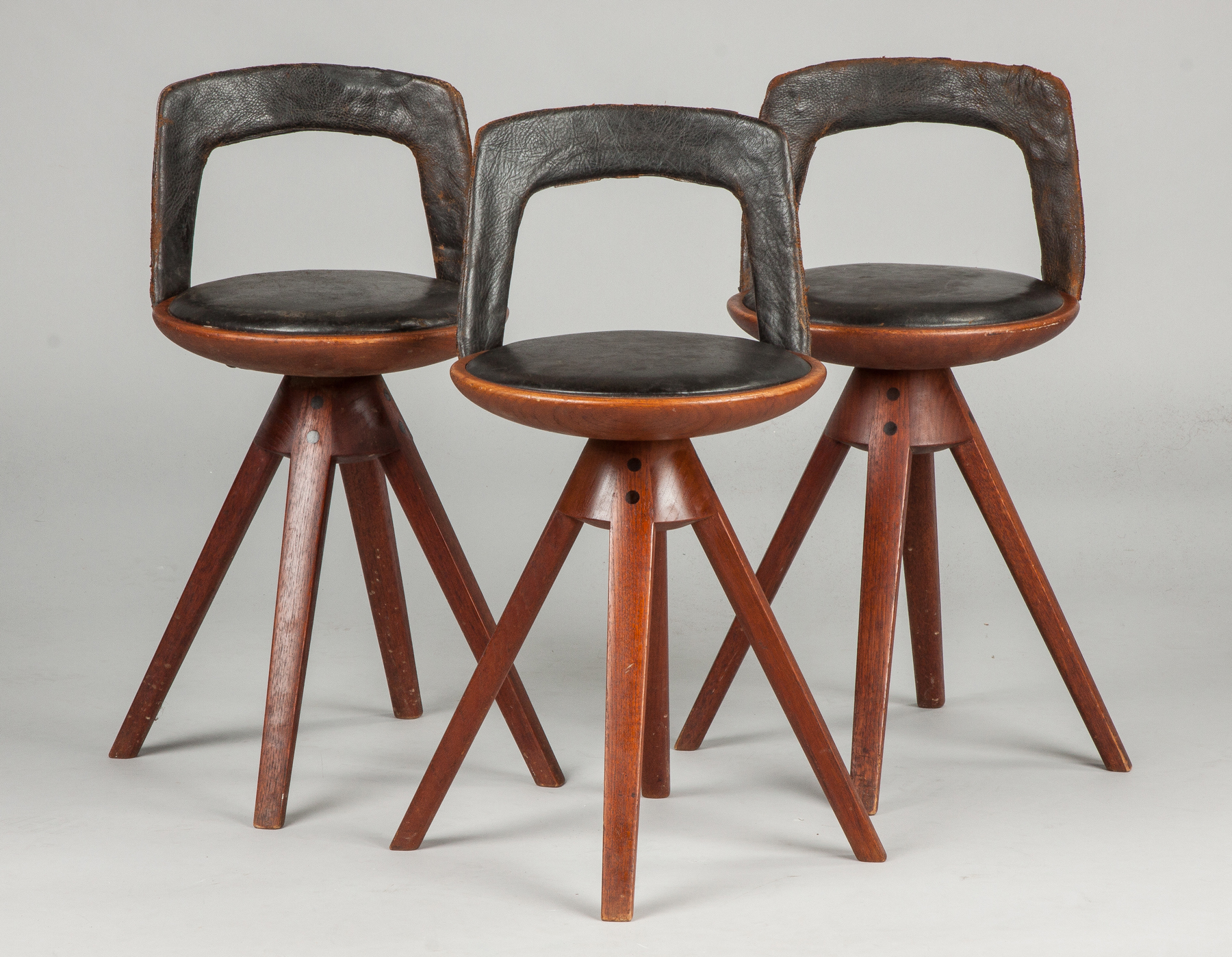 Appraisal: Three Tove and Edvard Kindt-Larsen Stools Thorald Madsen Snedkeri Denmark