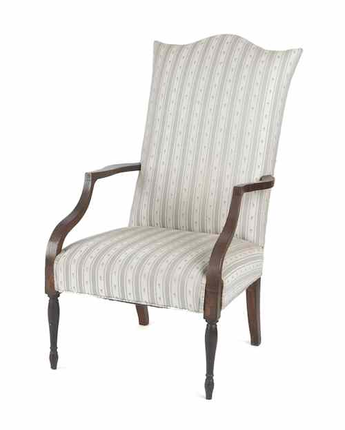 Appraisal: Massachusetts Hepplewhite mahogany lolling chair ca with line inlay and