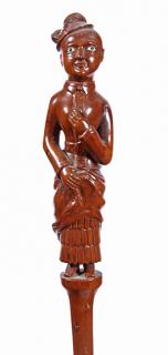 Appraisal: Full Figure Folk-Art Cane Ca An English -inch carved lady