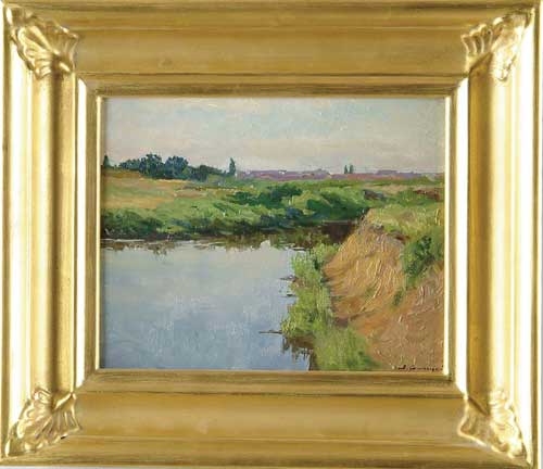 Appraisal: VLADIMIR MIKHAILOVICH SINITSKI Russian - AT THE RIVER Oil on