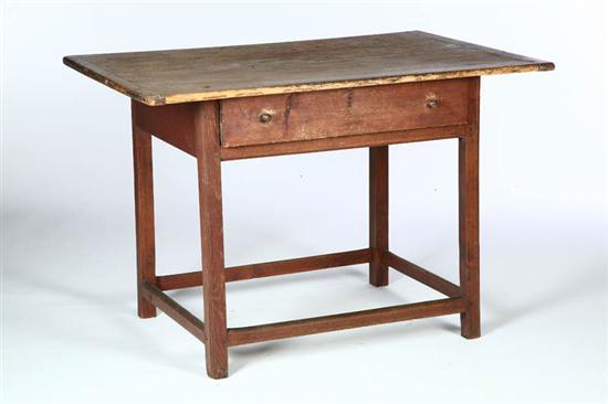 Appraisal: STRETCHER-BASE WORK TABLE New England late th century pine One-board