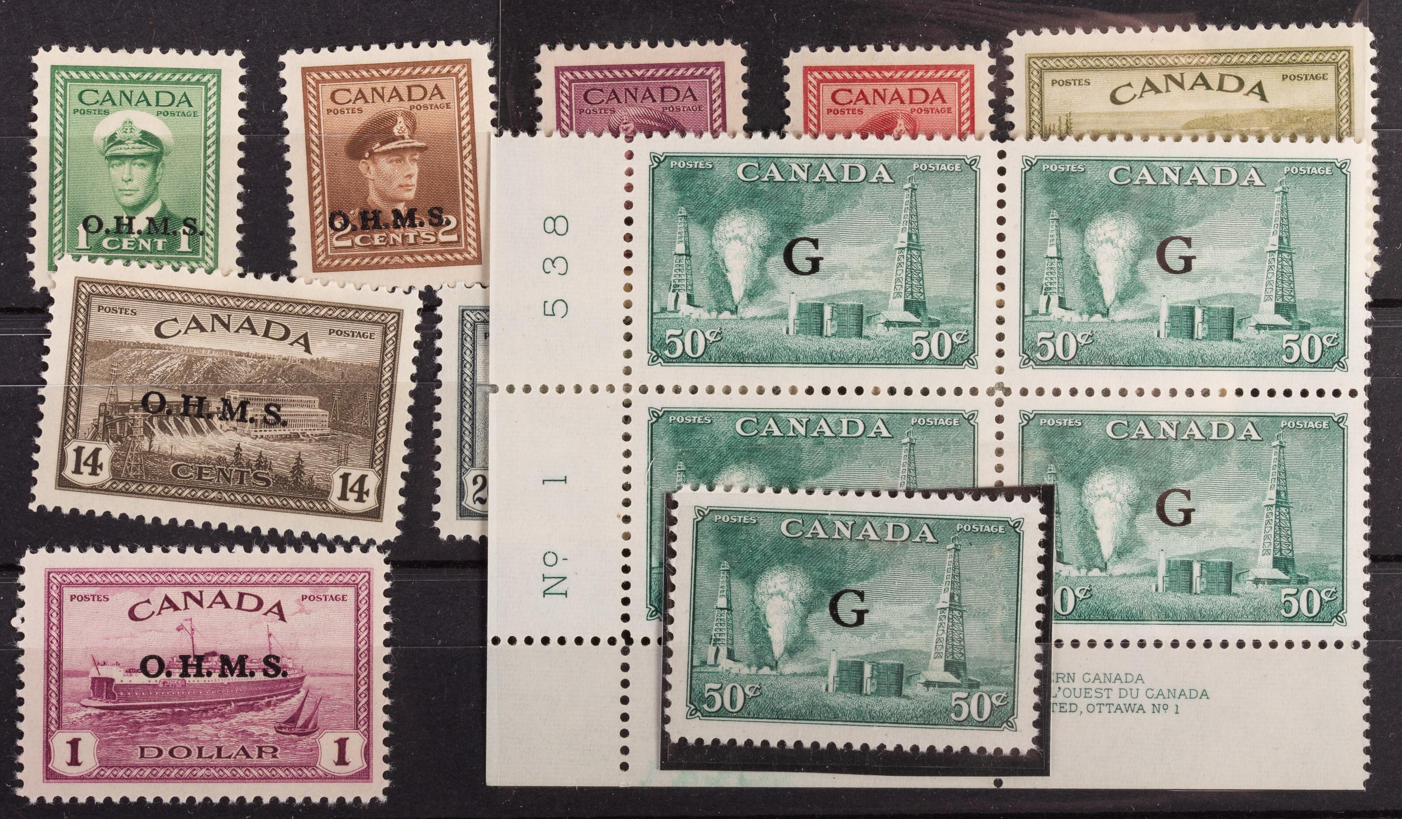 Appraisal: SET OF CANADA OFFICIAL STAMPS - Comprising c through issue