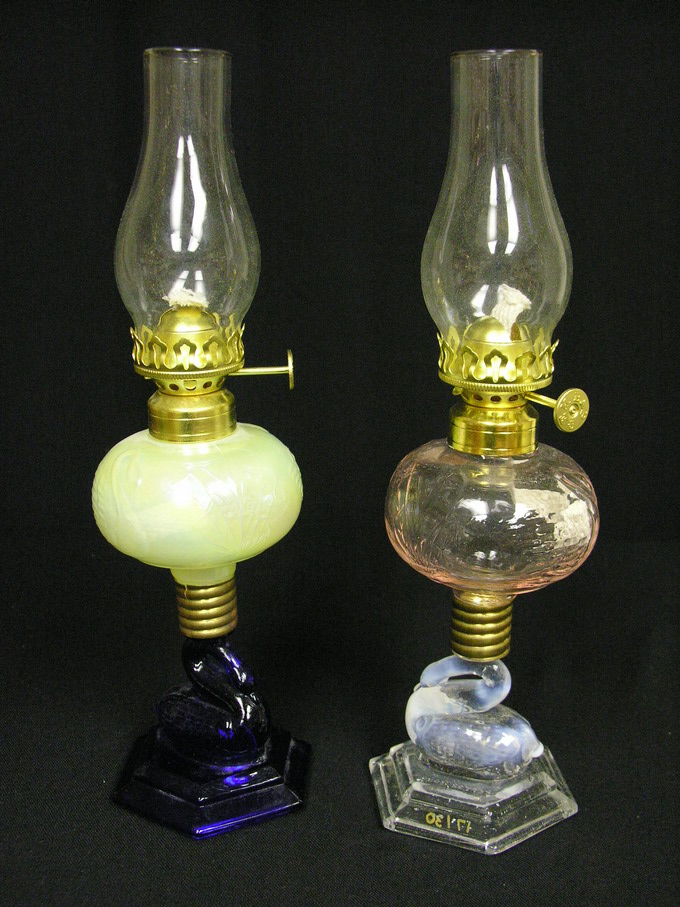 Appraisal: HEARTLIGHTS OIL LAMPS Cobalt base dated Sept No Clear base