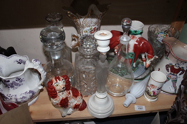 Appraisal: A MIXED QUANTITY OF CERAMICS AND GLASSWARE decanters a Staffordshire