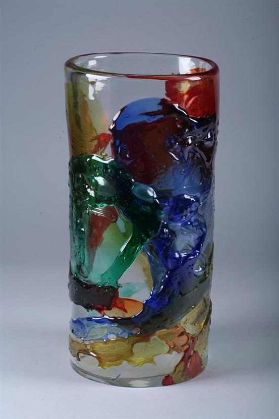 Appraisal: MURANO GLASS VASE Vetro Artistico label illegible artist signature Textured