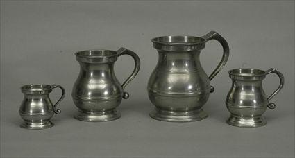 Appraisal: Group of Four Pewter Graduated Measures