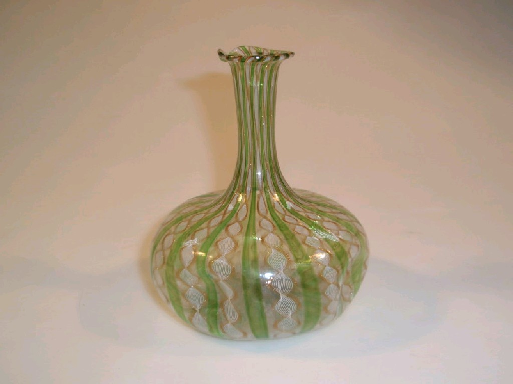 Appraisal: Venetian glass flask with an extended neck from a cushion