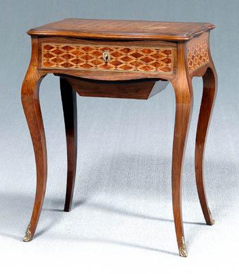 Appraisal: Louis XV style lift top lady s vanity burlwood rosewood