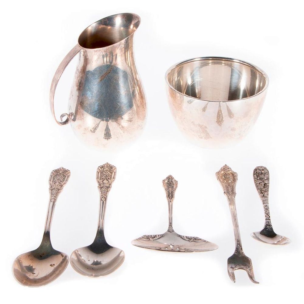 Appraisal: Collection of sterling silver table accessories including Lunt small pitcher