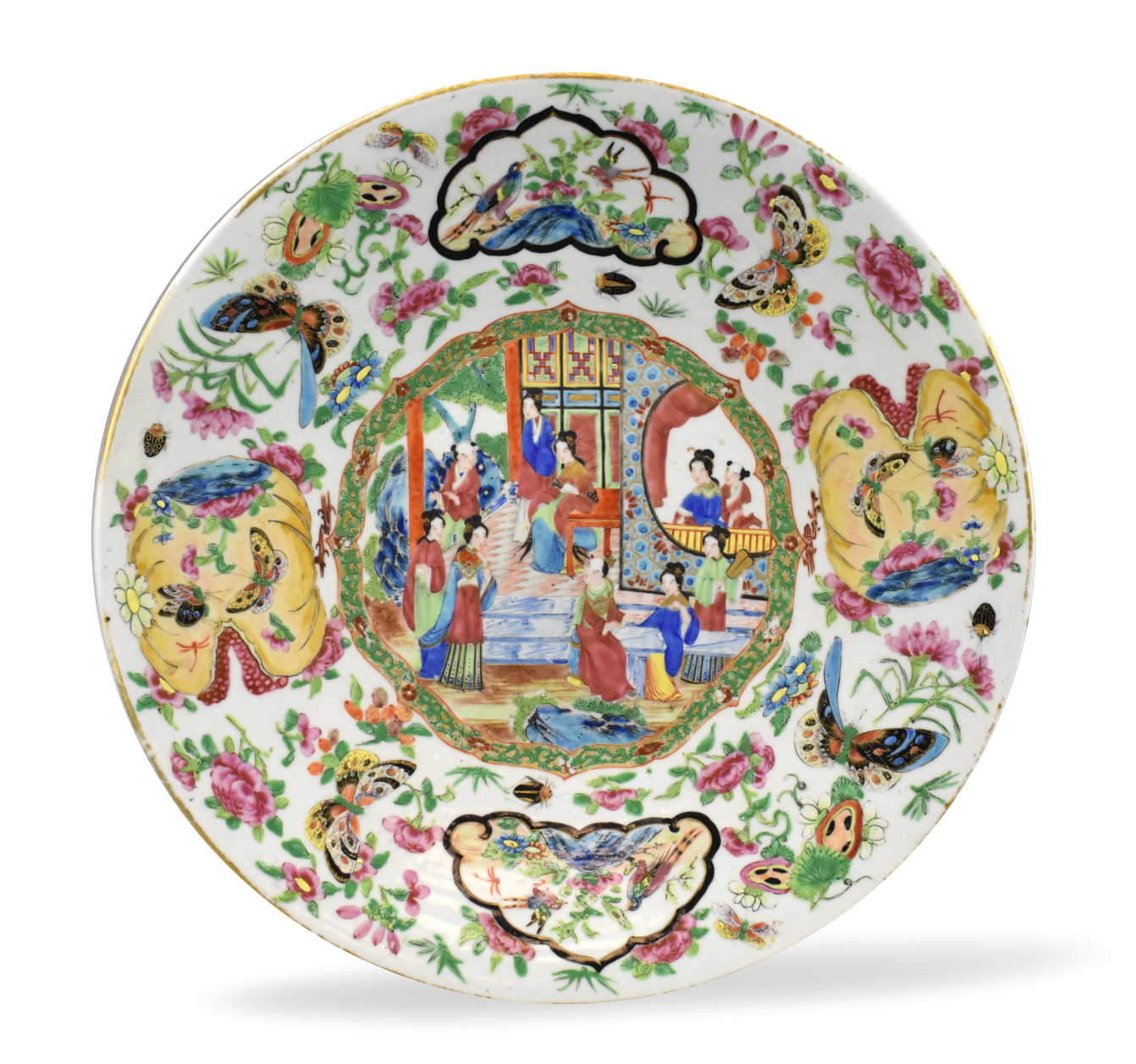 Appraisal: A Chinese canton glazed plate with figures dating from the